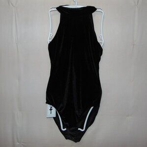 Best For You Black Velvet Leotard M NWT